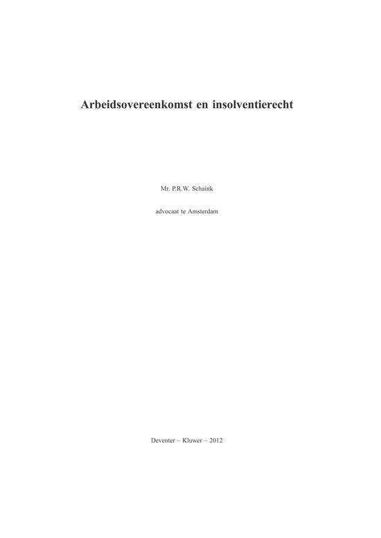 Recht en Praktijk - Insolventierecht 4 - Arbeidsovereenkomst en insolventierecht