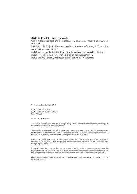Recht en Praktijk - Insolventierecht 4 - Arbeidsovereenkomst en insolventierecht