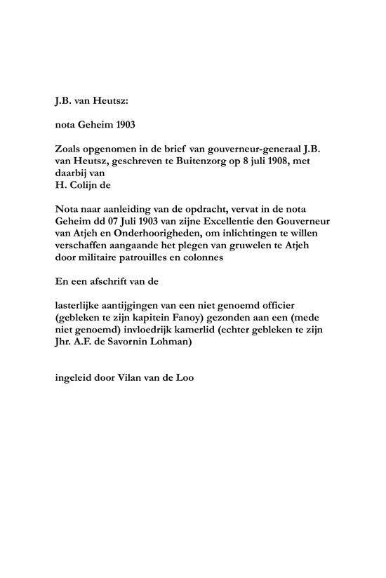 nota Geheim 1903 en de Atjeh-rel in 1908