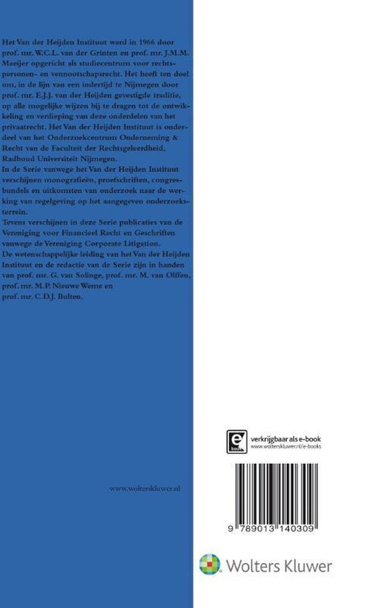 Serie vanwege het van der Heijden instituut 136 - De acting in concert-regeling inzake het verplicht bod op effecten