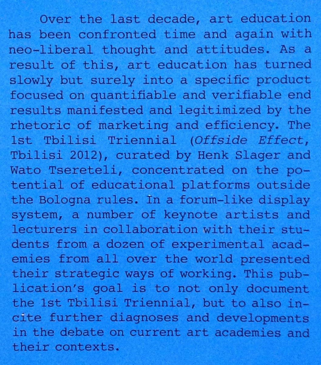 Offside Effect - Academy as Exhibition - 1st Tbilisi Triennial