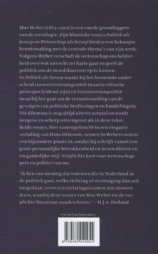 Politiek als beroep voorafgegaan door wetenschap als beroep